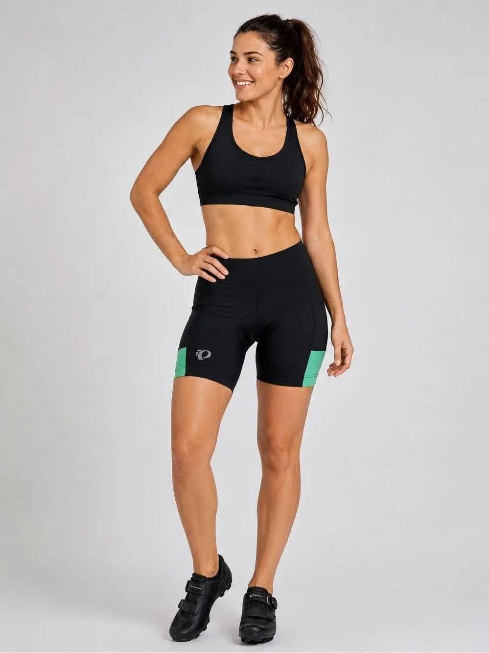 Pearl Izumi SELECT Women’s Large Padded Cycling Bike Shorts Black Green